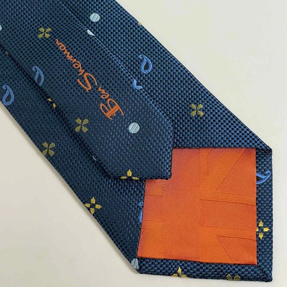 Ben Sherman Necktie Teal Paisley Geometric Mixed‎ Pattern Tie